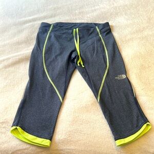 North Face dark grey with neon green contour 3/4 workout pants